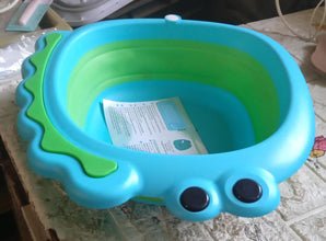 Frog Shape Foldable Baby Wash Basin, Space-Saving Lightweight Face Washing Tub (33×31cm / 1 Pc)