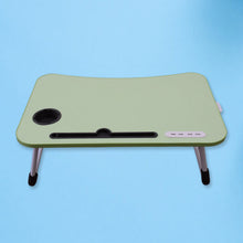 MultiPurpose Study Table Foldable Portable Notebook Bed Lap Desk Tray Stand Reading Holder with Coffee Cup Slot, Drawer, Fan, USB Cable & Light for Breakfast, Reading & Movie Watching (1 Pc Mix Color)