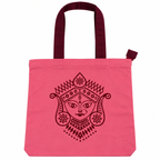 Colourful cotton printed with stylised motif