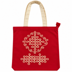 Colourful cotton printed with stylised motif