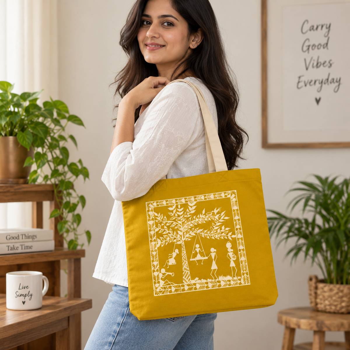 Warli Printed on Colourful Cotton