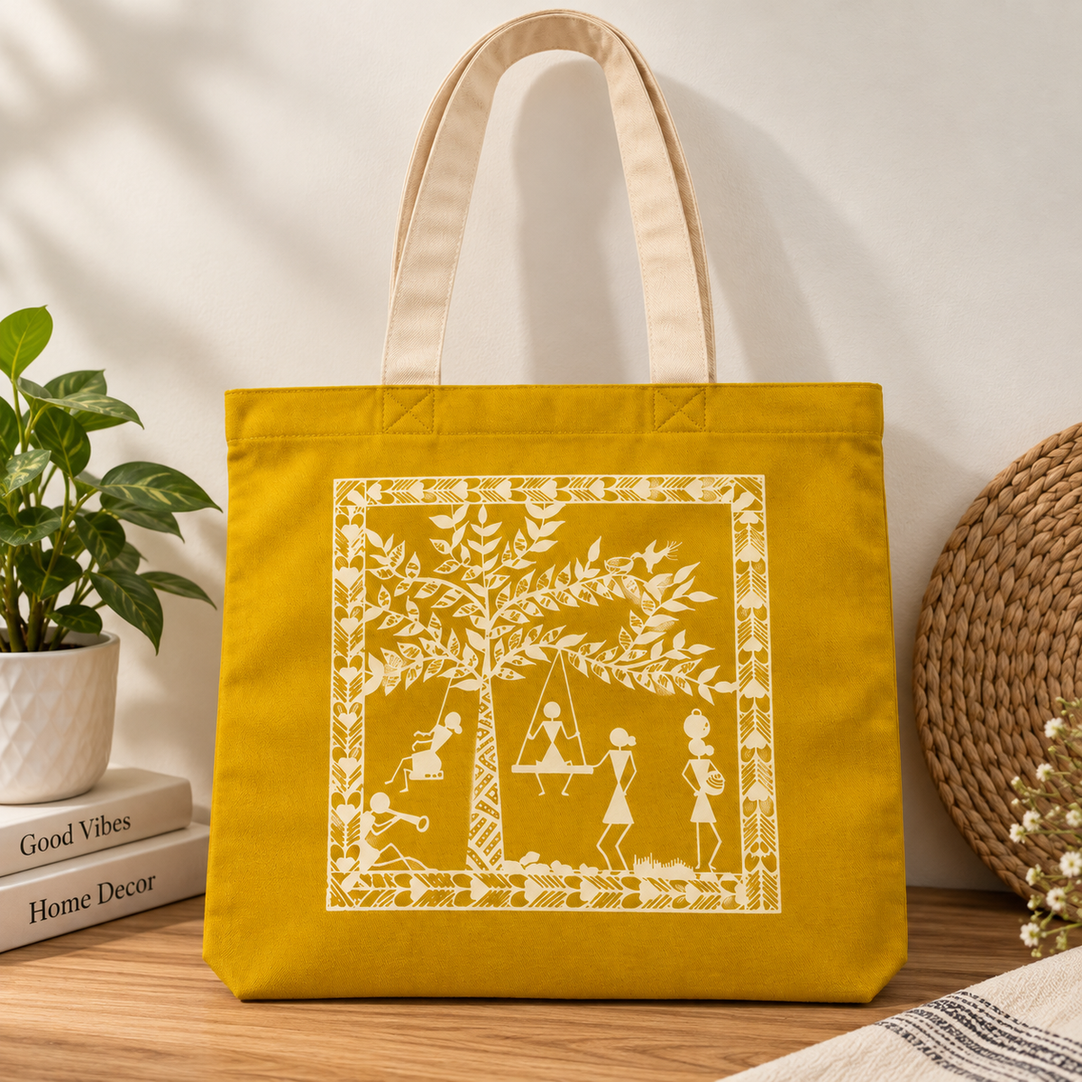 Warli Printed on Colourful Cotton