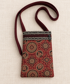 Printed Fabric Mini Sling Bag with Front Zipper Pocket – Lightweight Crossbody Bag