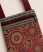 Printed Fabric Mini Sling Bag with Front Zipper Pocket – Lightweight Crossbody Bag