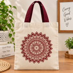 Assorted 4-Design Handmade Cotton Tote Bags – Traditional Printed & Handcrafted Shopping Bags