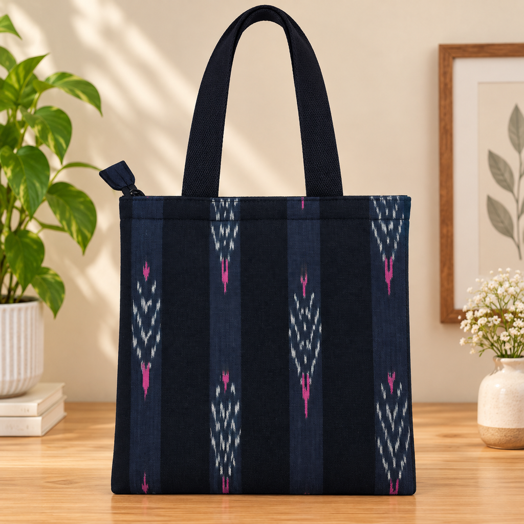 Assorted 5-Design Cotton Ikat & Printed Tote Bags – Reusable Handcrafted Fabric Shopping Bags