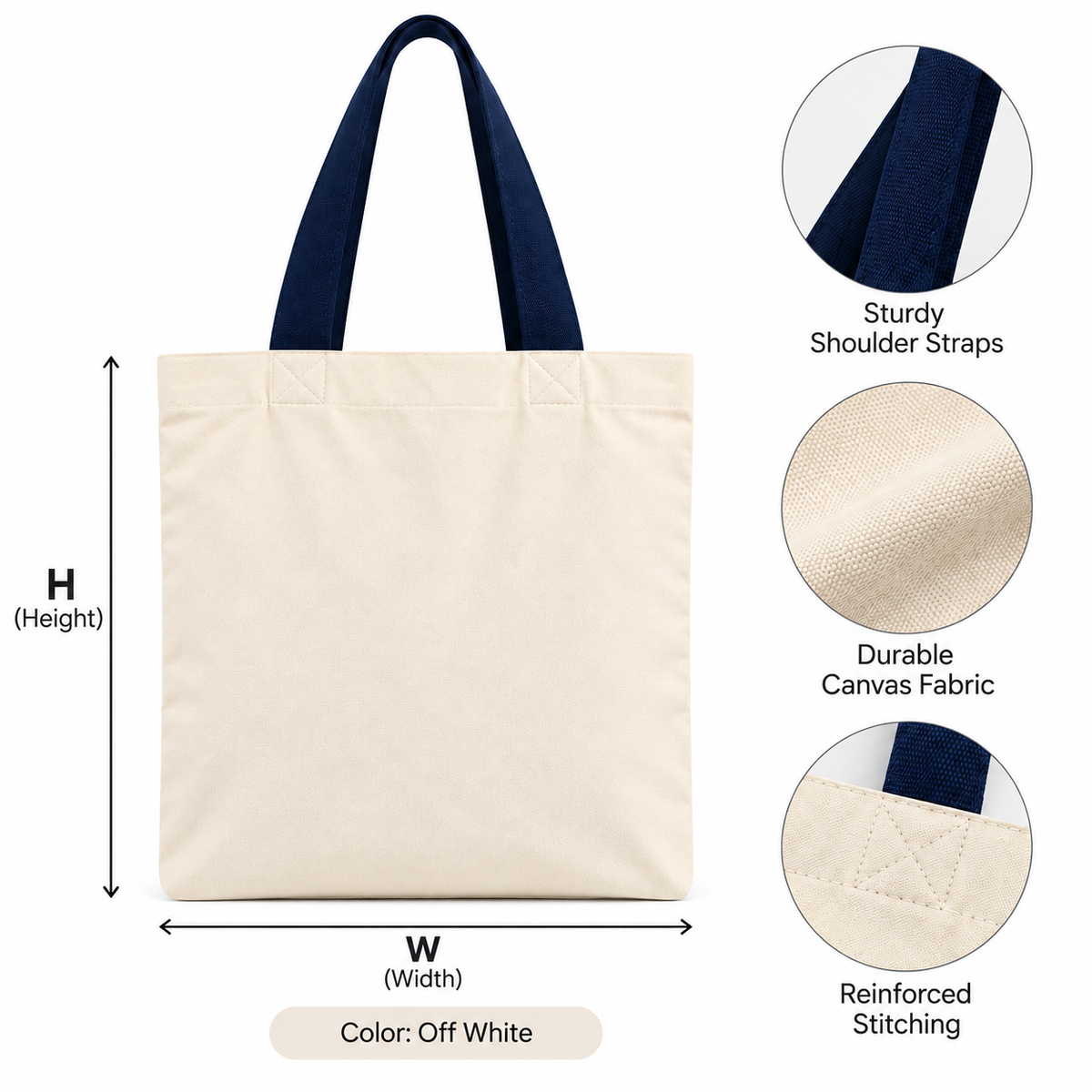 Custom Printed Off-White Cotton Tote Bag