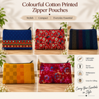 Colourful Cotton Printed Zipper pouches