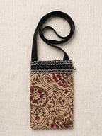 Printed Fabric Mini Sling Bag with Front Zipper Pocket – Lightweight Crossbody Bag