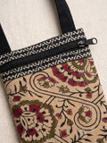 Printed Fabric Mini Sling Bag with Front Zipper Pocket – Lightweight Crossbody Bag